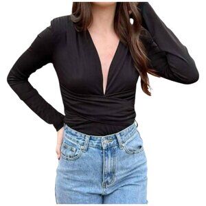 NWT Dance & Marvel Wish You Could Long Sleeve V-neck Bodysuit Women's Small